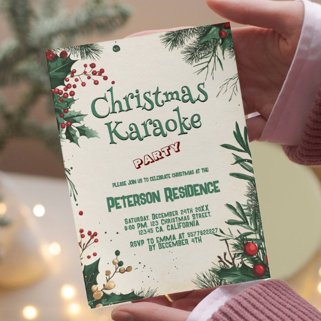 Invitación Navidades florales Karaoke Fiesta (Subido por el creador)