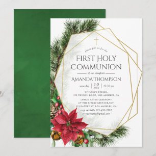Invitación Navidades florales Primera Comunión Geométrica San