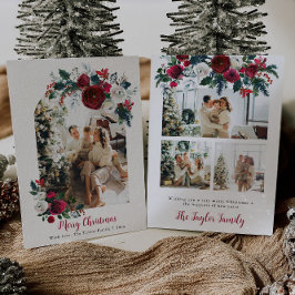 Invitación Navidades florales rusas con familia de fotos navi