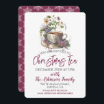 Invitación Navidades florales Tea Fiesta<br><div class="desc">Una magnífica invitación a la fiesta de Navidad. Este diseño de bonito incluye un té floral y una tipografía sencilla. Fácil de personalizar con sus propios detalles del evento de fiesta de té de Navidad.</div>