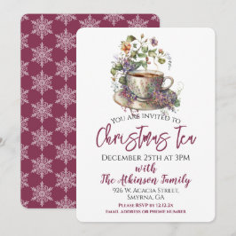 Invitación Navidades florales Tea Fiesta