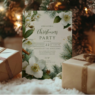 Invitación Navidades Flores de invierno blancas
