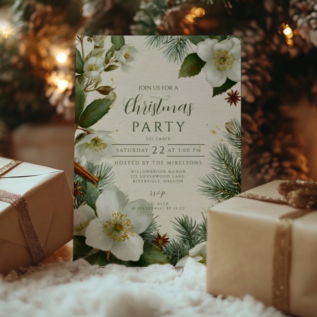 Invitación Navidades Flores de invierno blancas (Subido por el creador)