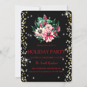 Invitación Navidades Flores Diamantes lindos