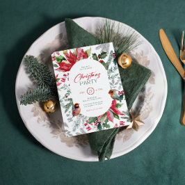 Invitación Navidades Flores Y Dejan Acuarela