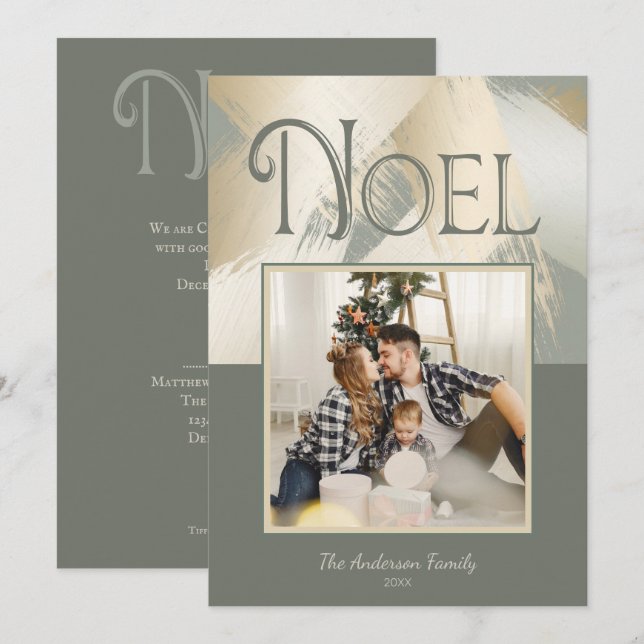 Invitación Navidades Foto de Fiesta de cena con oro moderno (Anverso / Reverso)