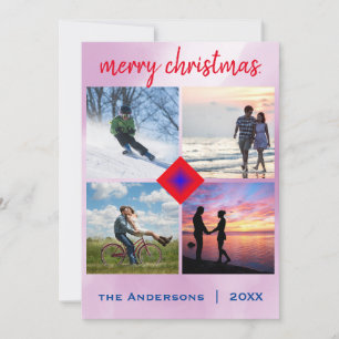 Invitación Navidades Foto de la familia Candy Cane Heart