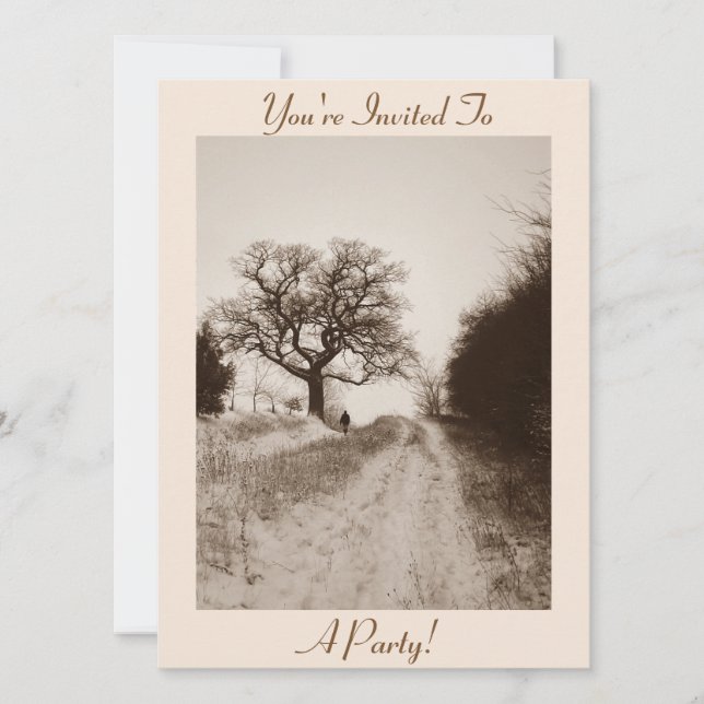 Invitación navidades fotográficos de la nieve de invierno (Anverso)