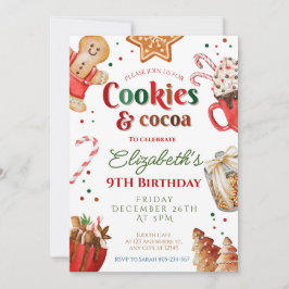 Invitación Navidades galletas de cumpleaños y cacao