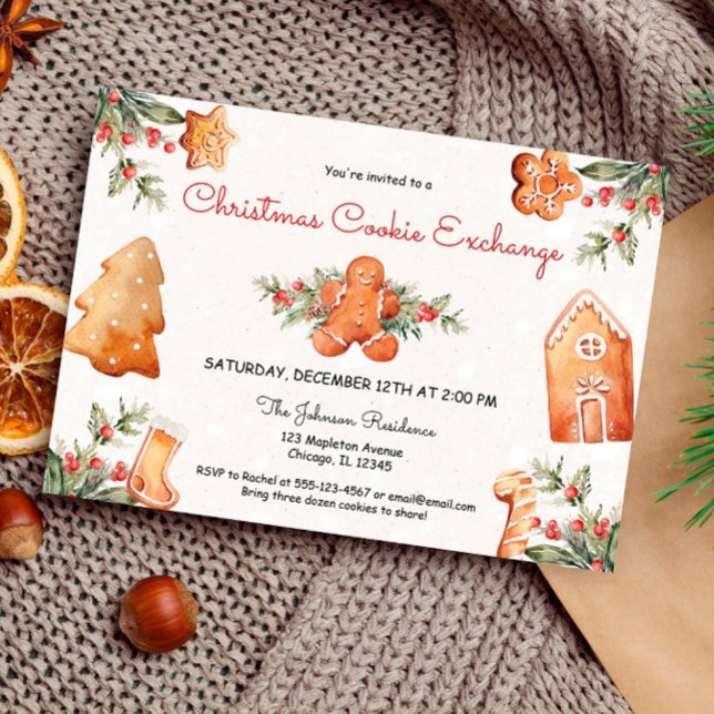 Invitación Navidades galletas intercambian galletas tiernas (Subido por el creador)