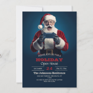 Invitación Navidades Gamer de Santa Claus