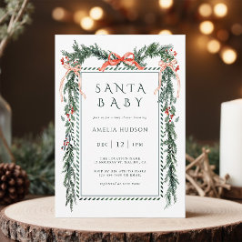 Invitación Navidades Garland Santa Baby Shower