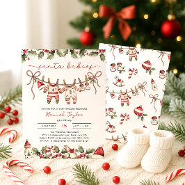 Invitación Navidades gemelos Santa Bebé Baby Shower