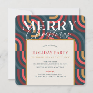 Invitación Navidades geométricos Verde azulados retro maximal