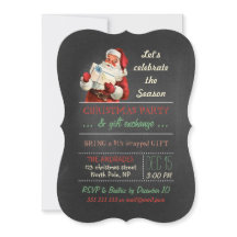 Navidades Gift Exchange Vintage Santa Chalkboard