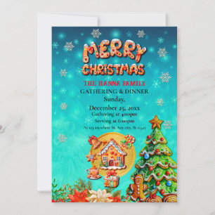 Invitación Navidades Gingerbread Candy House y Año Nuevo en