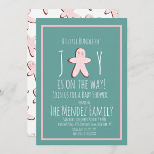 Invitación Navidades Gingerbread Chica Baby Shower