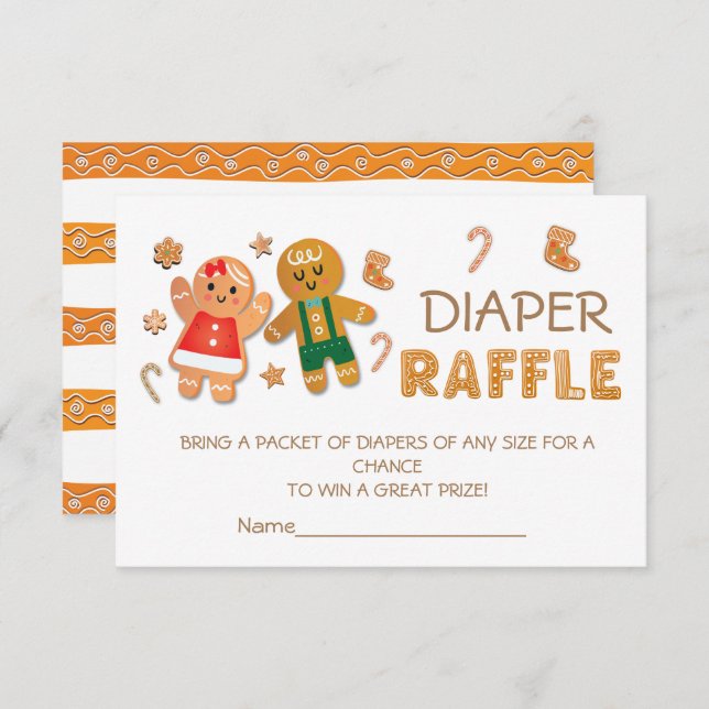 Invitación Navidades Gingerbread Cookie Diaper Raffle (Anverso / Reverso)