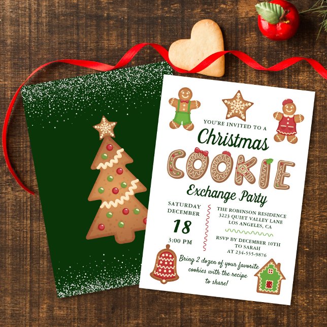 Invitación Navidades Gingerbread Cookie Exchange Fiesta (Subido por el creador)