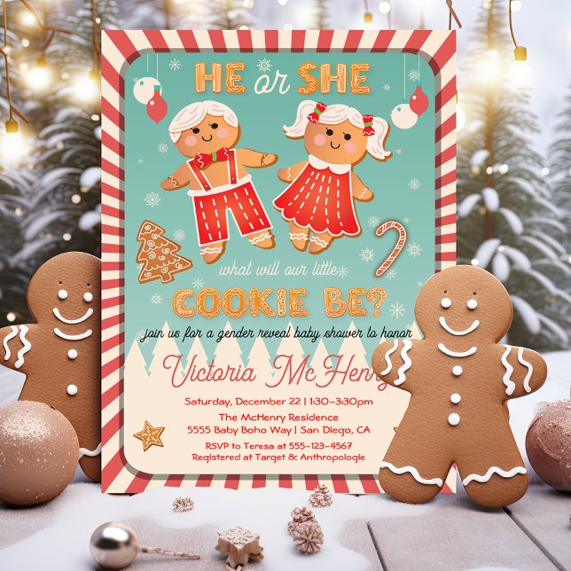 Invitación Navidades Gingerbread Cookie Género Revuelta Ducha (Subido por el creador)