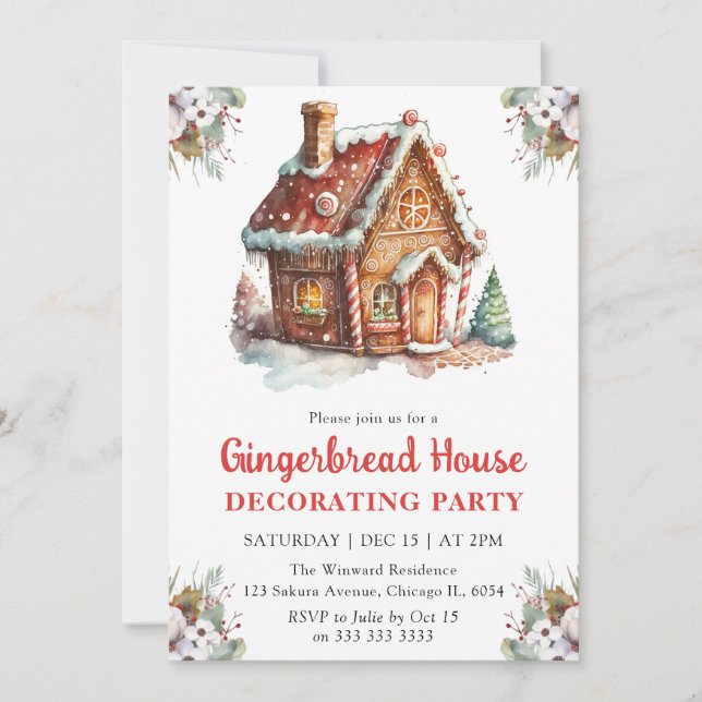 Invitación Navidades Gingerbread Fiesta decorativo (Anverso)