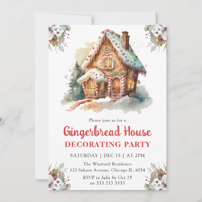 Invitación Navidades Gingerbread Fiesta decorativo (Anverso)