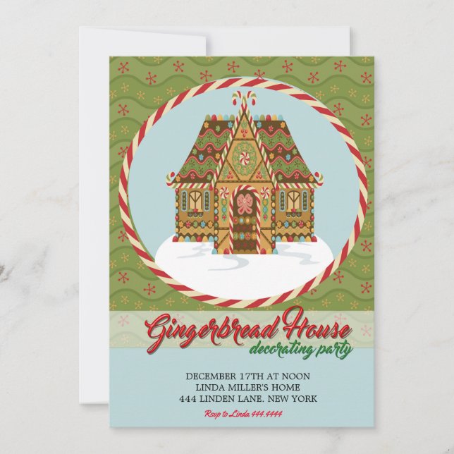 Invitación Navidades Gingerbread Fiesta decorativo (Anverso)