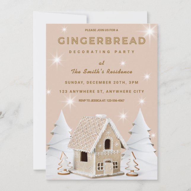 Invitación Navidades Gingerbread Fiesta decorativo (Anverso)