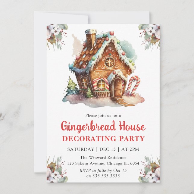 Invitación Navidades Gingerbread Fiesta decorativo (Anverso)