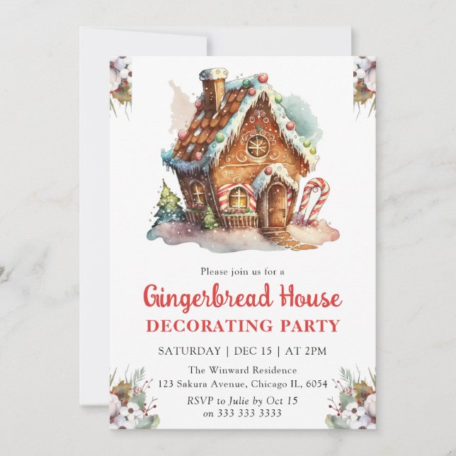 Invitación Navidades Gingerbread Fiesta decorativo (Anverso)