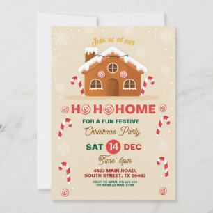 Invitación Navidades Gingerbread Fiesta Ho Ho Ho Ho Ho