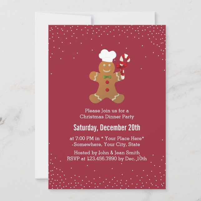 Invitación Navidades Gingerbread Hombre Fiesta de la cena de  (Anverso)