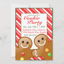 Invitación Navidades Gingerbread Men Candy Cane Stripes