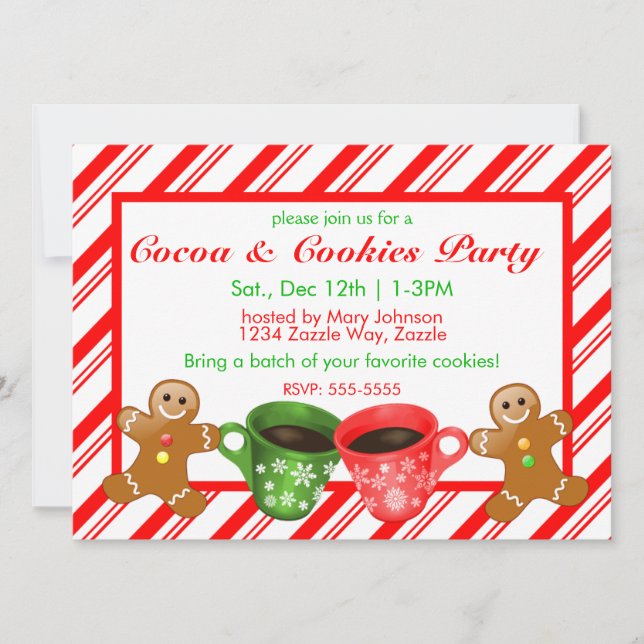 Invitación Navidades Gingerbread Men Candy Cane Stripes (Anverso)
