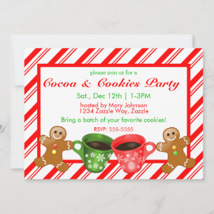 Invitación Navidades Gingerbread Men Candy Cane Stripes