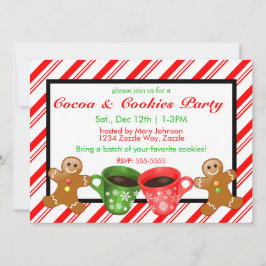 Invitación Navidades Gingerbread Men Candy Cane Stripes