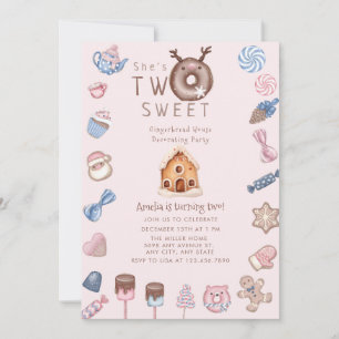 Invitación Navidades Gingerbread Segundo cumpleaños