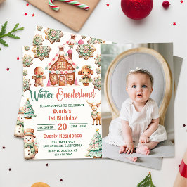 Invitación Navidades Gingerbread Winter Onederland Cumpleaños