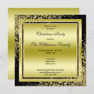 Invitación Navidades Glitzy Gold Confetti Decoraciones