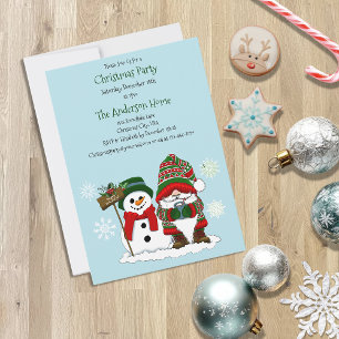 Invitación Navidades Gnome Snowman Cute