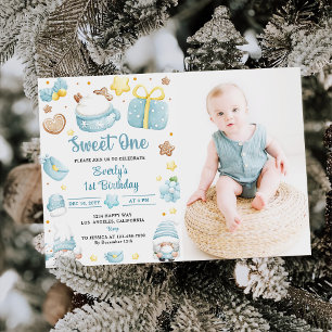Invitación Navidades Gnomes Sweet One Birthday Party Photo