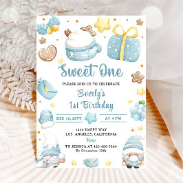 Invitación Navidades Gnomes Sweet One First Birthday Fiesta