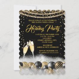 Invitación Navidades Gold Black Champagne Fiesta 2