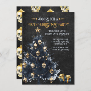 Invitación Navidades góticos Fiesta Oro y Negro