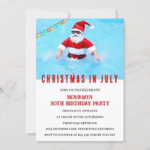 Invitación Navidades Graciosos En Julio Fiesta De La Piscina 