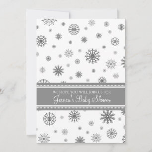 Invitación Navidades Gray Snowflake Personalizado Baby Shower