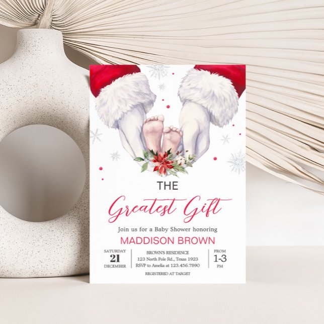 Invitación Navidades Greatest Gift Baby Shower (Santa Christmas Greatest Gift Baby Shower Invitation
)