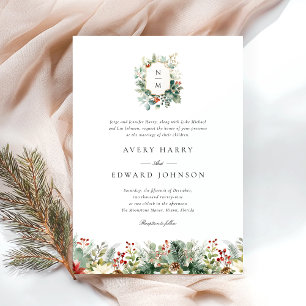 Invitación Navidades Greenery Elegant Watercolor Boda