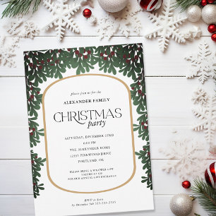 Invitación Navidades Greenery Mistletoe Navidades Fiesta