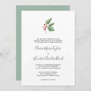 Invitación Navidades Greenery y Boda formal Berry Red